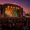 Music Outdoor music festival crowd and stage